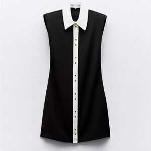 Zara Black and White Button-Down Mini Dress